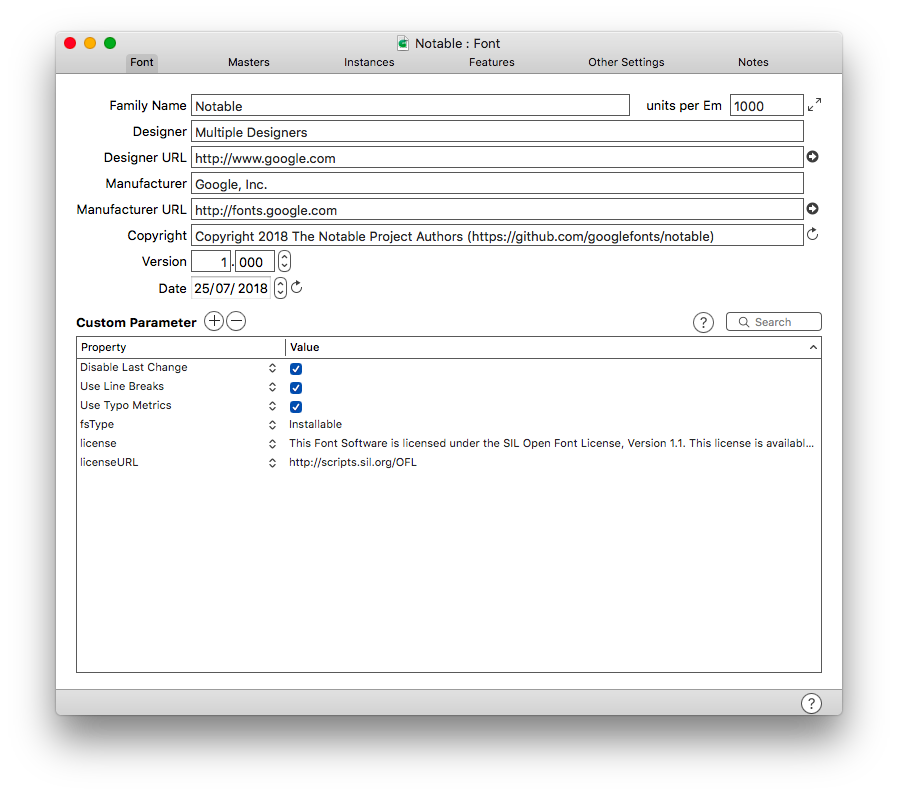 GlyphsApp font info window