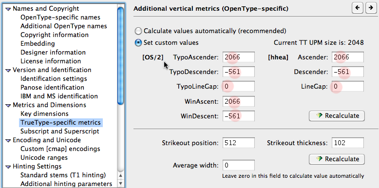 Vertical Metrics set correctly in FontLab 5