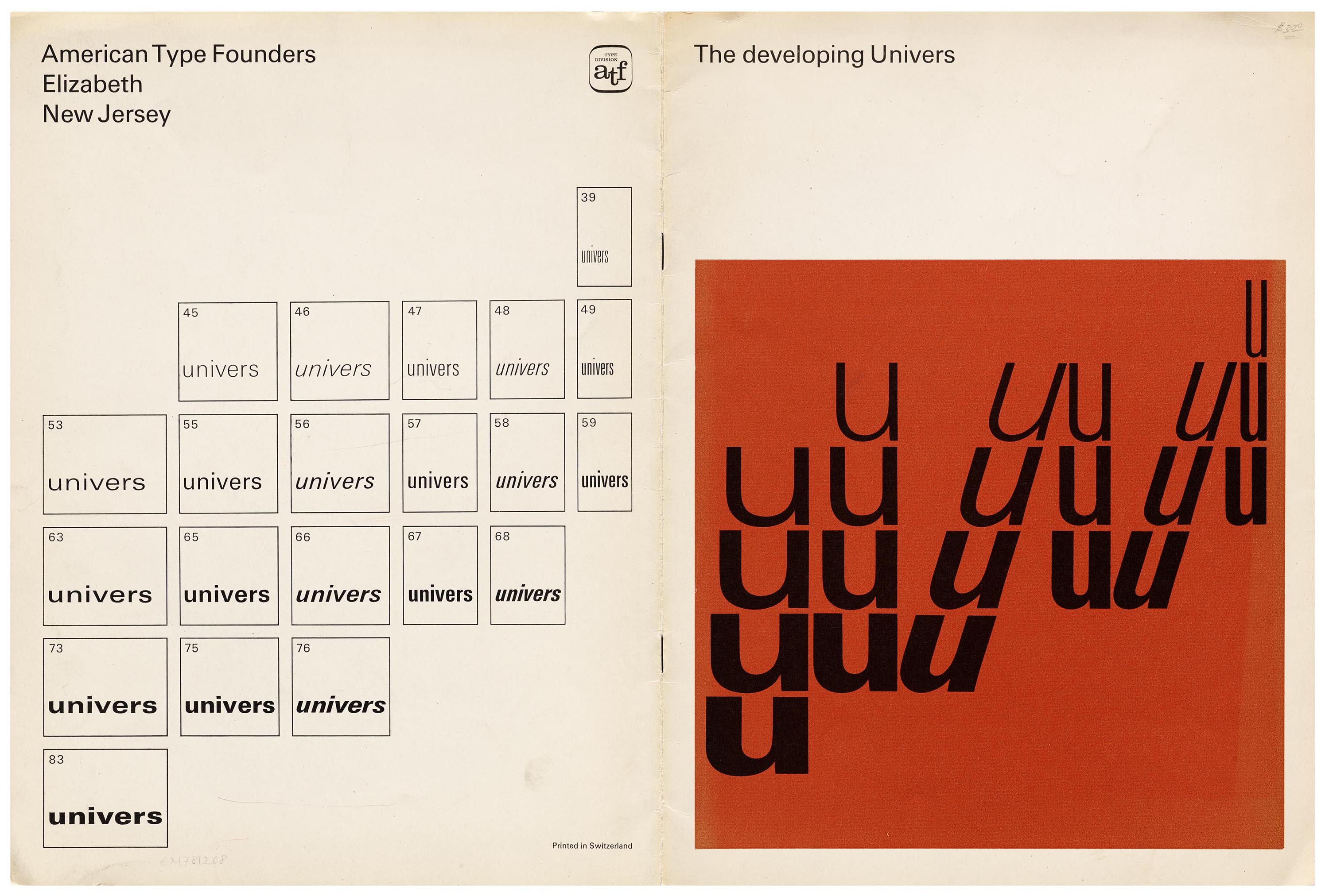 Historical type specimen of Frutiger’s
Univers font family