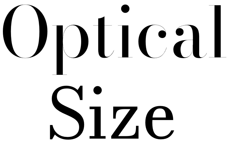 Comparison of the extreme differences of optical sizes in the same font