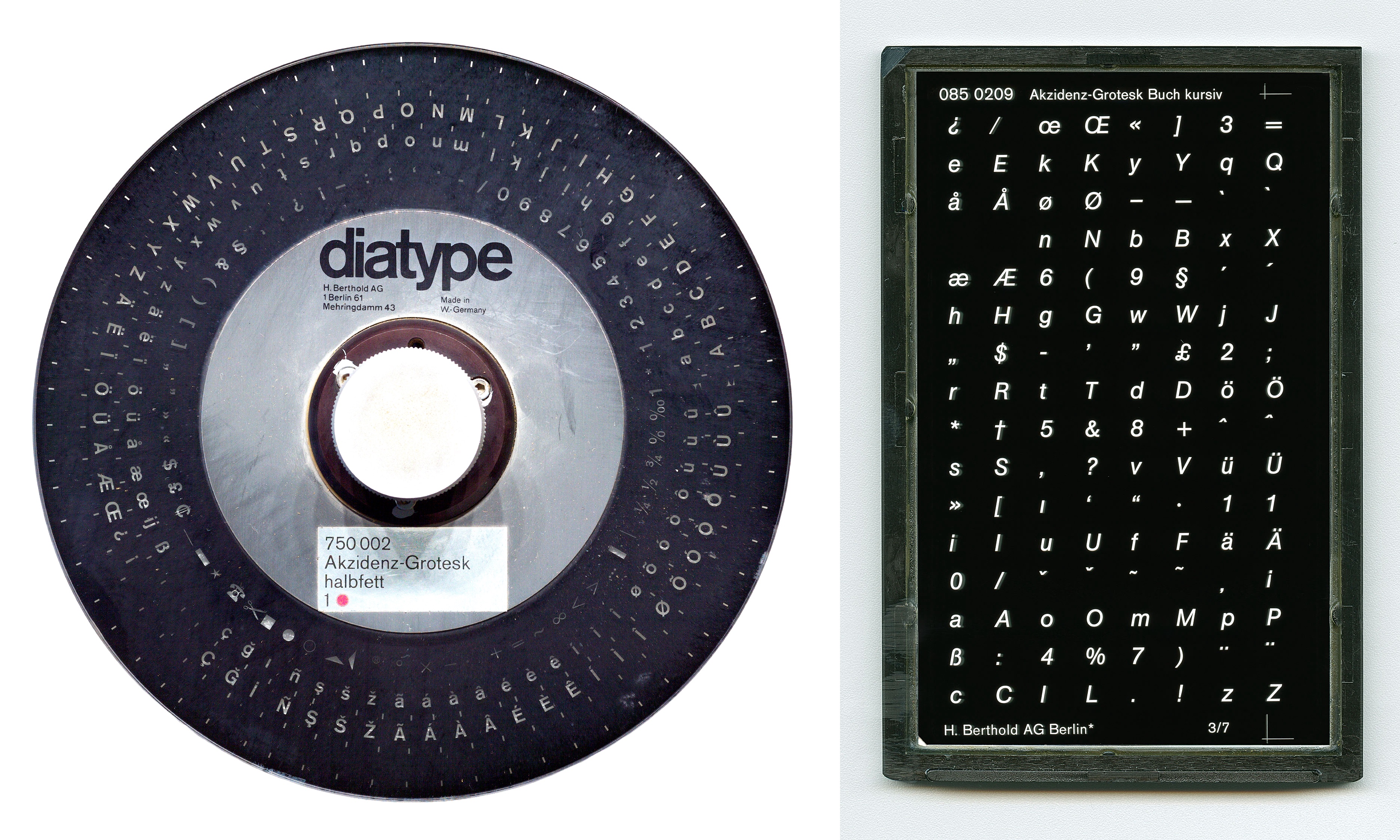 An image of the Akzidenz-Grotesk disc for phototypesetting